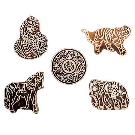 Set of 5 Piece New Mix Wooden Printing Block